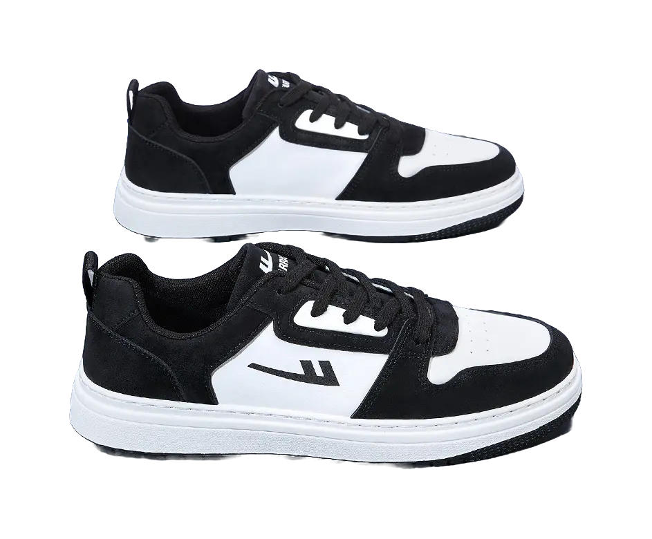 Warrior Slip Resistant Abrasion Resistant Low top Skateboard Shoes Men's Black White 