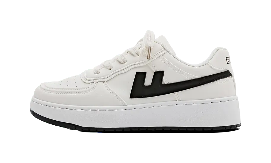 Warrior Slip Resistant Abrasion Resistant Low top Skateboard Shoes Unisex White Black 