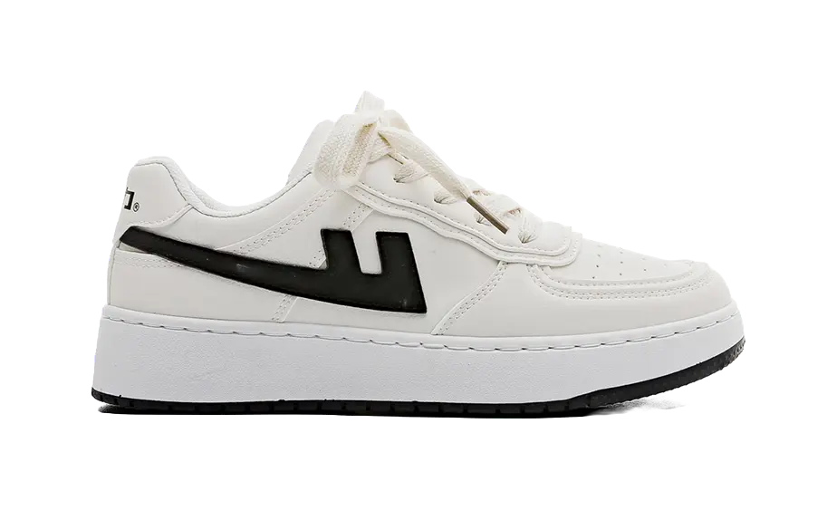 Warrior Slip Resistant Abrasion Resistant Low top Skateboard Shoes Unisex White Black 