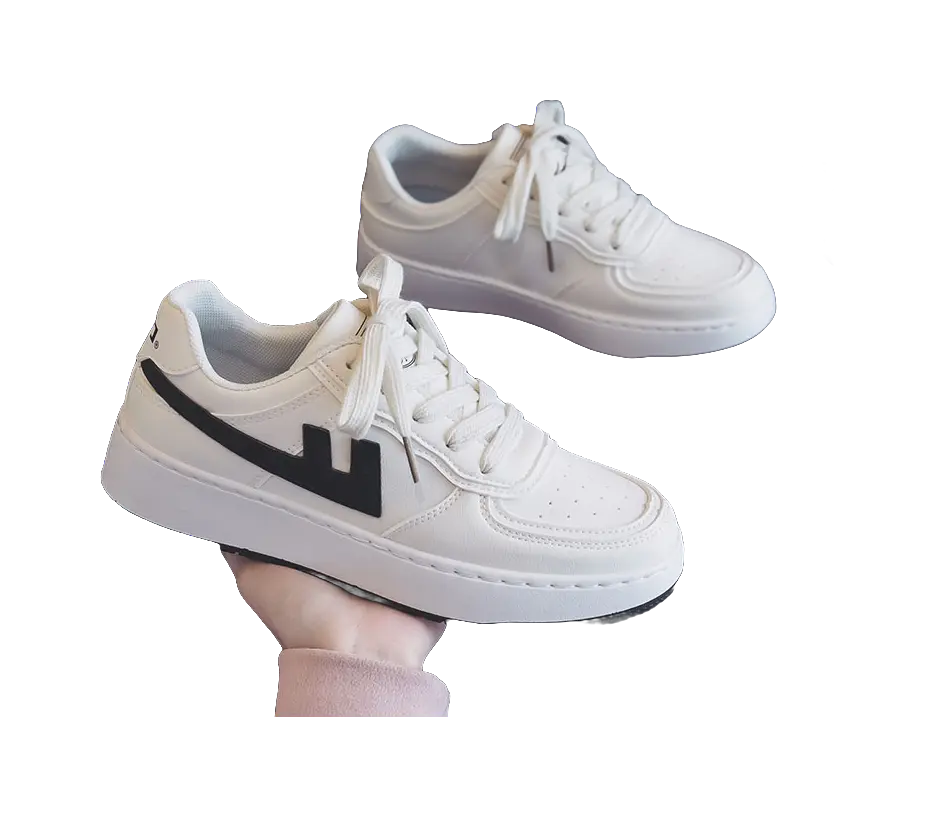 Warrior Slip Resistant Abrasion Resistant Low top Skateboard Shoes Unisex White Black 
