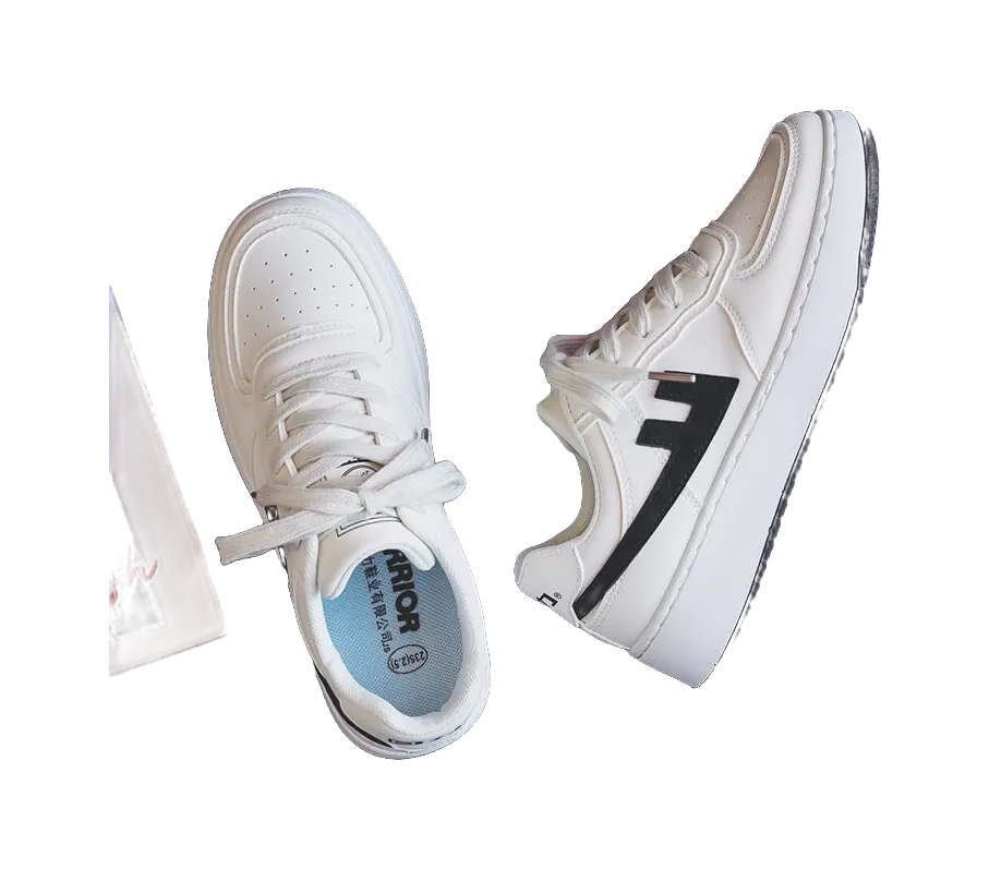 Warrior Slip Resistant Abrasion Resistant Low top Skateboard Shoes Unisex White Black 