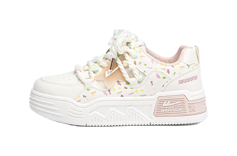 Warrior Slip Resistant Abrasion Resistant Low top Skateboard Shoes Women's Beige Pink 
