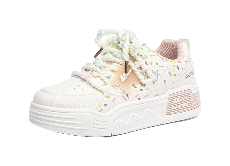 Warrior Slip Resistant Abrasion Resistant Low top Skateboard Shoes Women's Beige Pink 