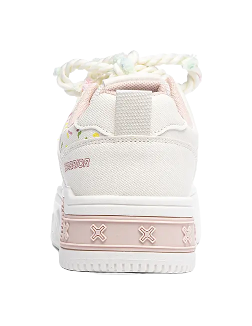 Warrior Slip Resistant Abrasion Resistant Low top Skateboard Shoes Women's Beige Pink 