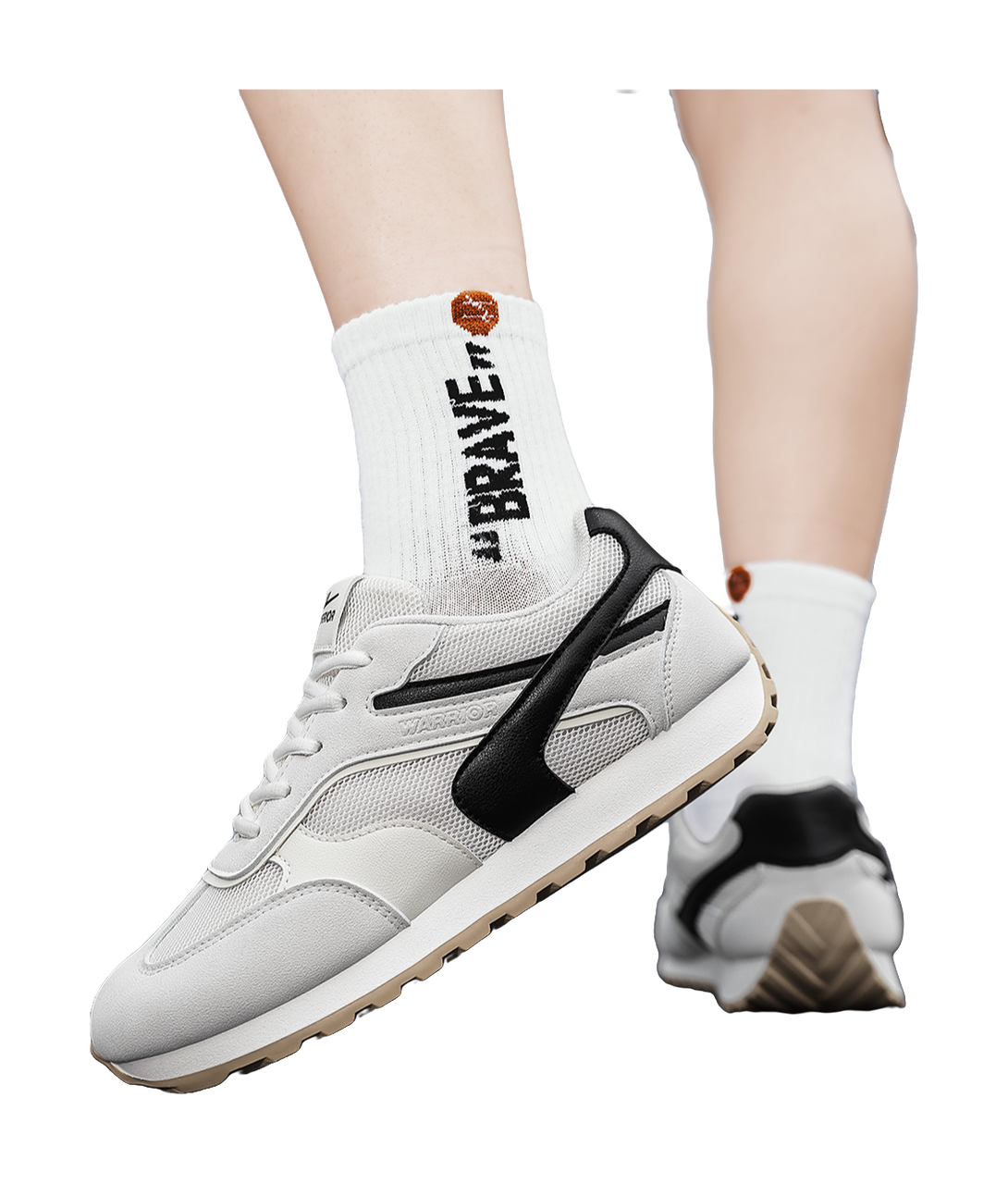 Warrior Slip Resistant Lightweight Height Increasing Low top Casual Shoes Unisex Beige Black 