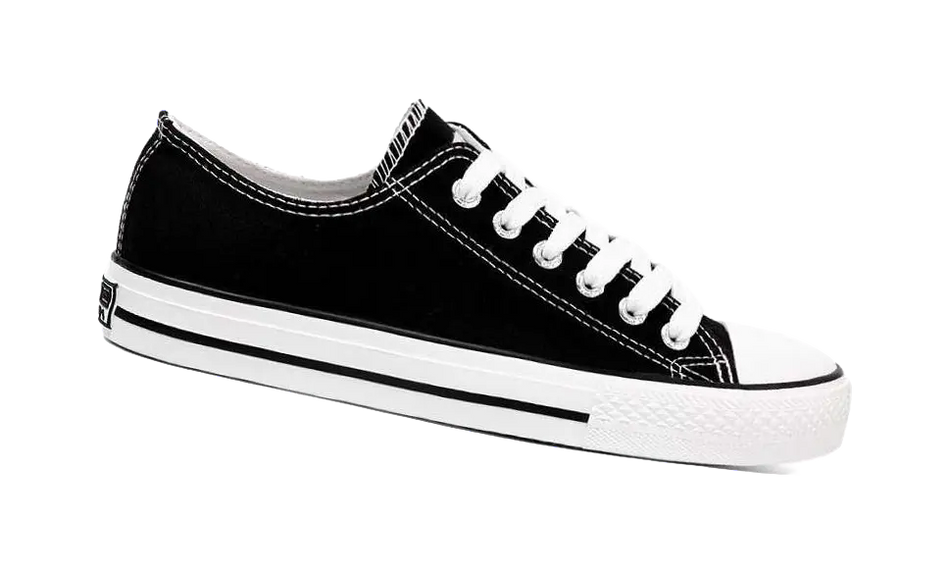 Warrior Slip Resistant Low top Canvas Shoes Unisex Black  VJSNEAKER