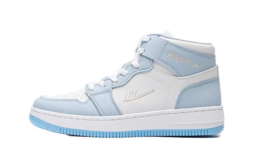 Warrior Slip Resistant, Abrasion Resistant, Breathable High top Skateboard Shoes Unisex White Blue 