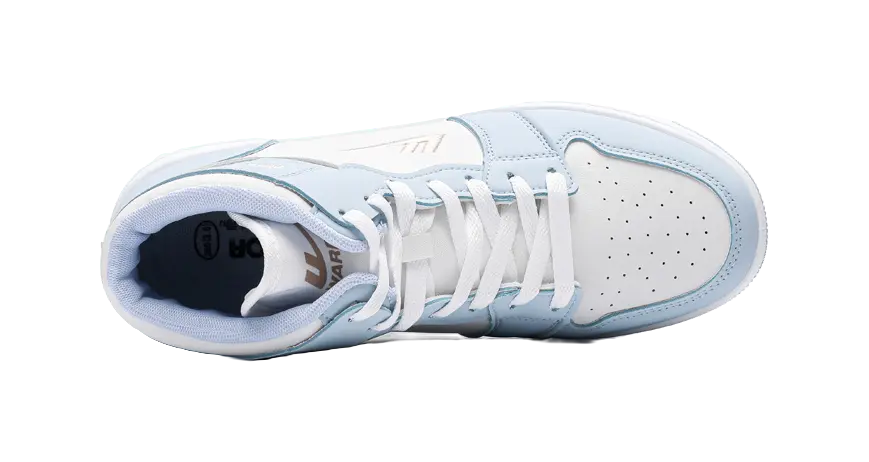 Warrior Slip Resistant, Abrasion Resistant, Breathable High top Skateboard Shoes Unisex White Blue 