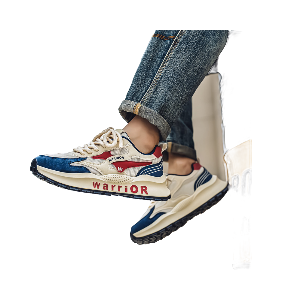 Warrior Slip Resistant, Abrasion Resistant, Breathable Low top Casual Shoes Men's Beige Blue Red 