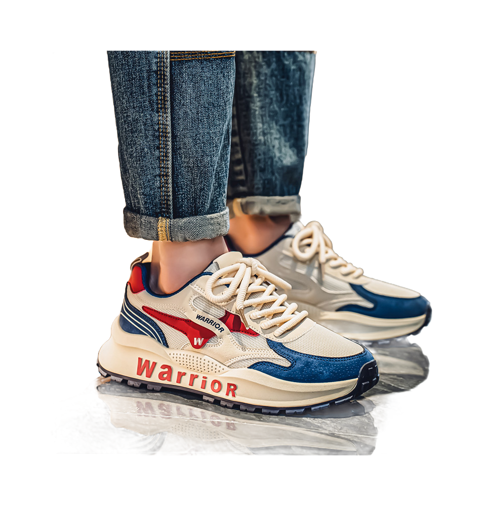 Warrior Slip Resistant, Abrasion Resistant, Breathable Low top Casual Shoes Men's Beige Blue Red 
