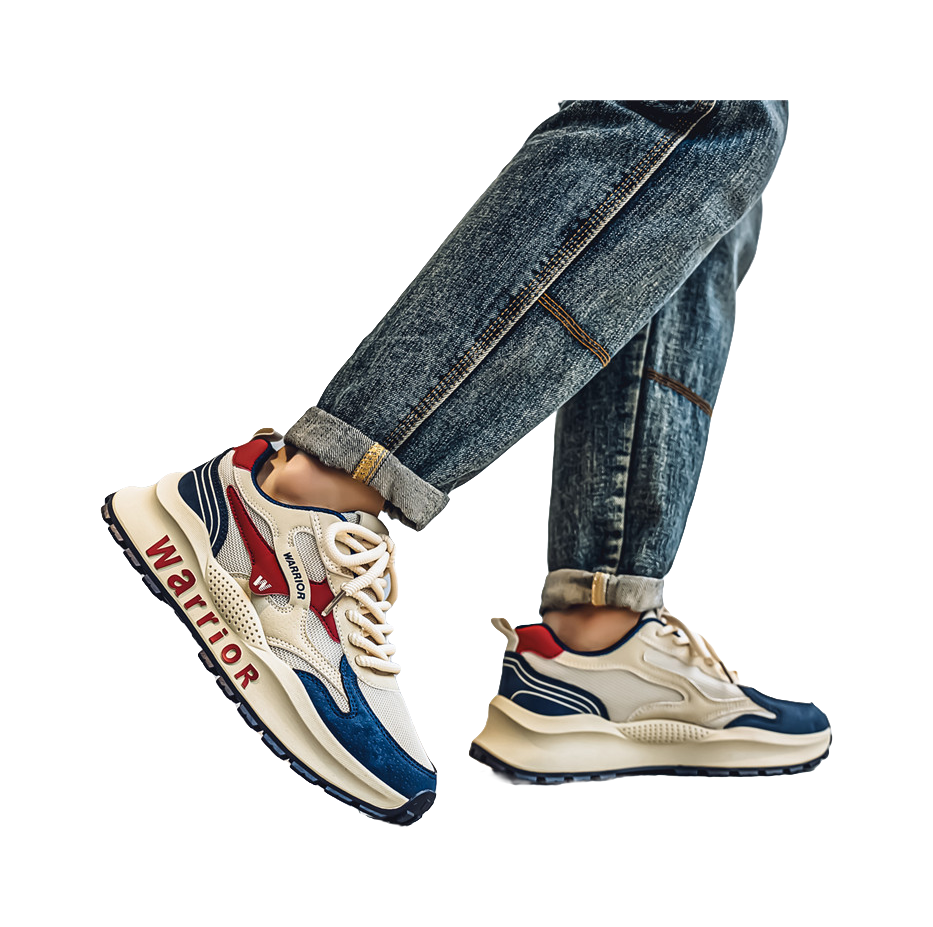 Warrior Slip Resistant, Abrasion Resistant, Breathable Low top Casual Shoes Men's Beige Blue Red 