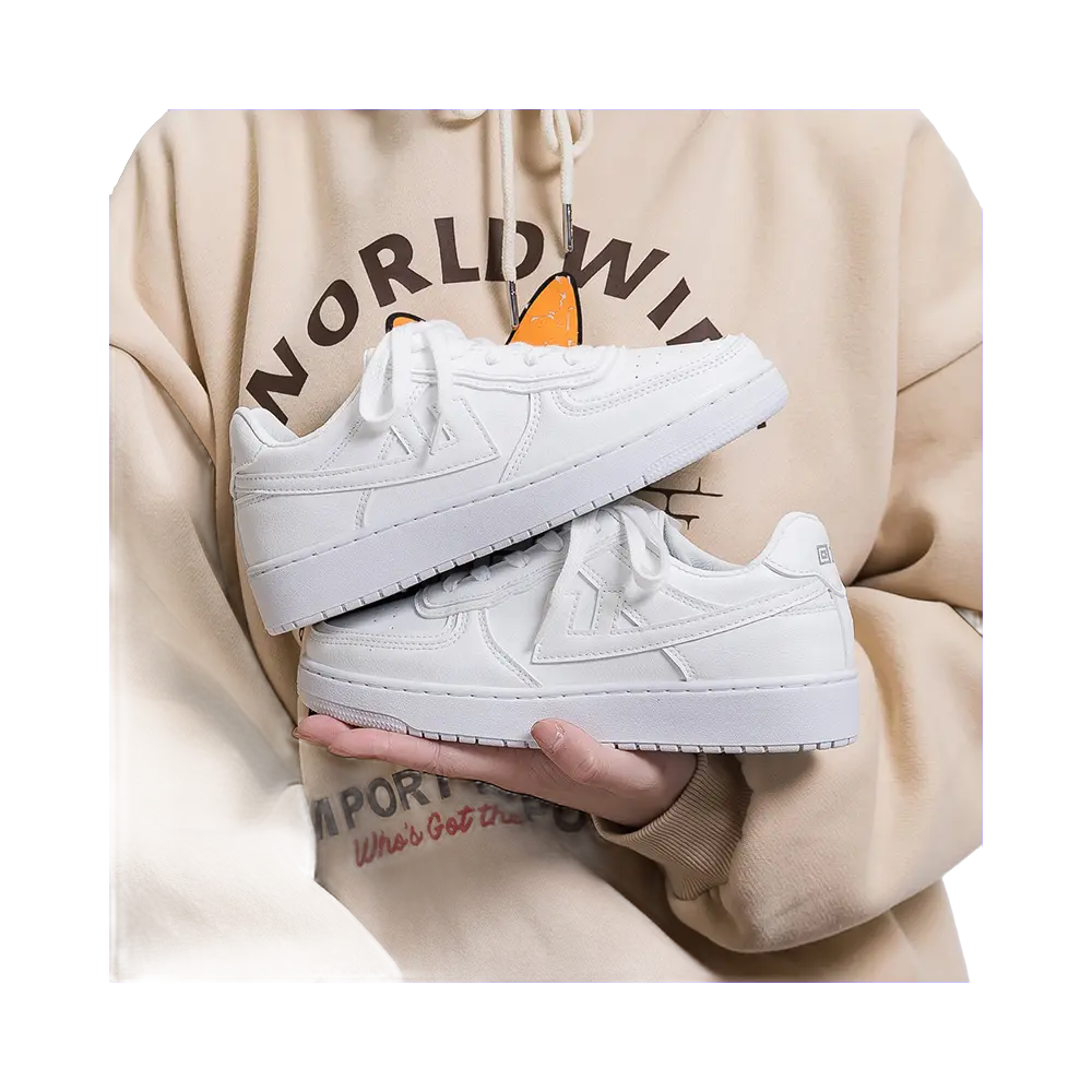 Warrior Slip Resistant, Abrasion Resistant, Lightweight Low top Skateboard Shoes Unisex White 