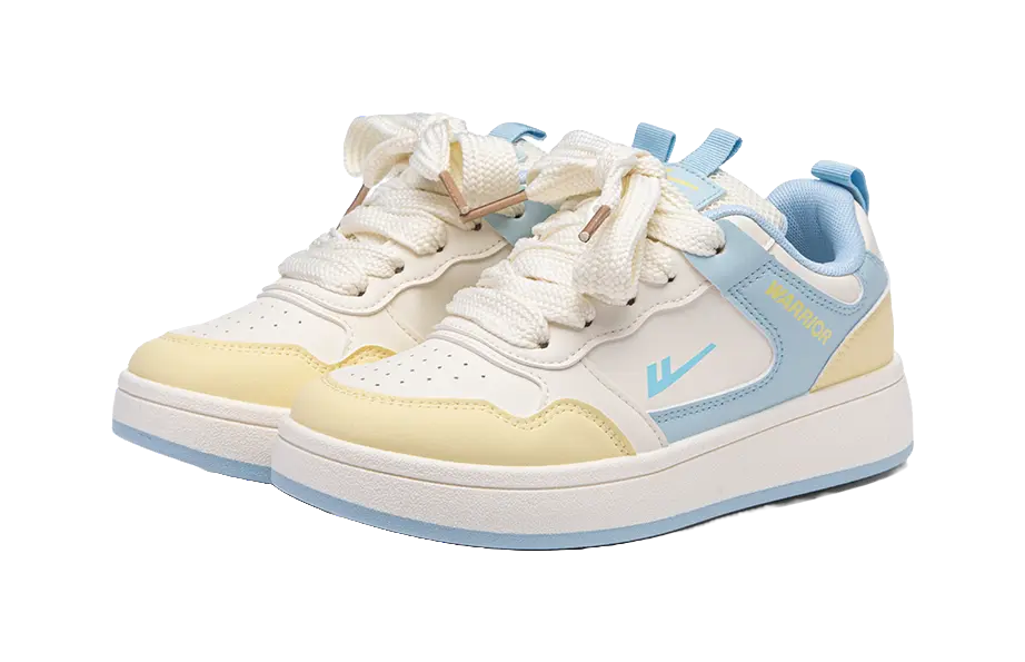 Warrior Wear resistant And Lightweight Low top Skateboard Shoes Women's Beige Yellow Blue 