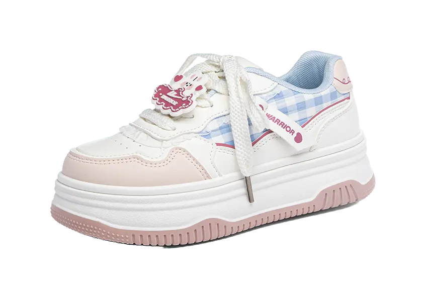 Warrior Wear resistant And Lightweight Low top Skateboard Shoes Women's White Pink Blue 