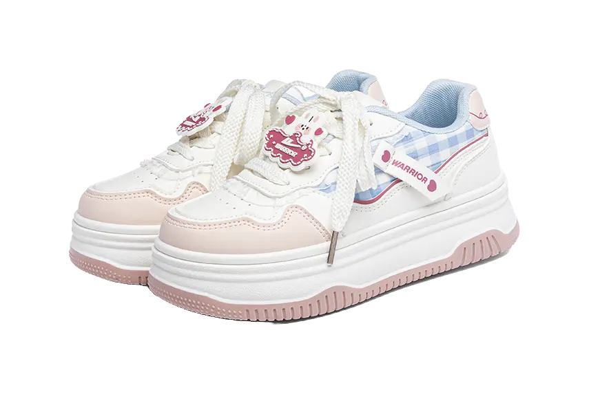 Warrior Wear resistant And Lightweight Low top Skateboard Shoes Women's White Pink Blue 