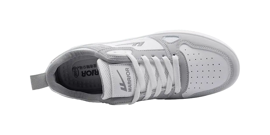 Warrior White Sneakers Abrasion Resistant, Lightweight, And Breathable Low top Skateboard Shoes Unisex White Gray 