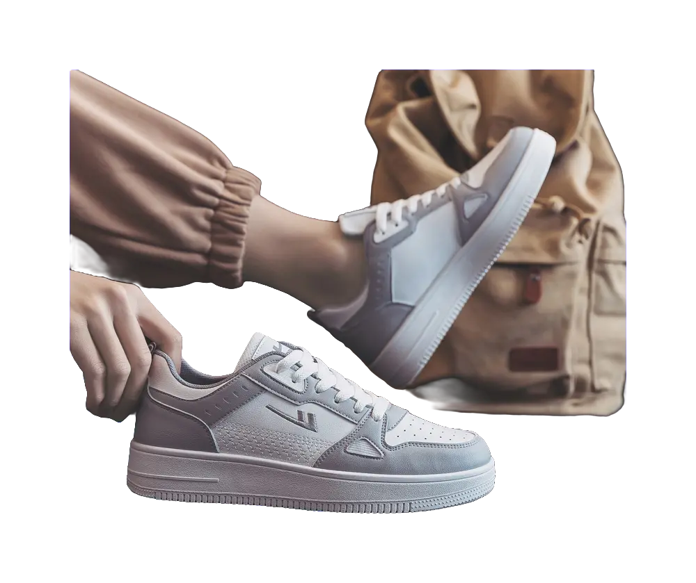 Warrior White Sneakers Abrasion Resistant, Lightweight, And Breathable Low top Skateboard Shoes Unisex White Gray 