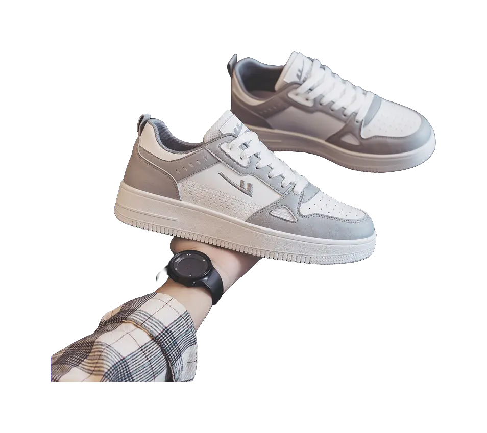 Warrior White Sneakers Abrasion Resistant, Lightweight, And Breathable Low top Skateboard Shoes Unisex White Gray 