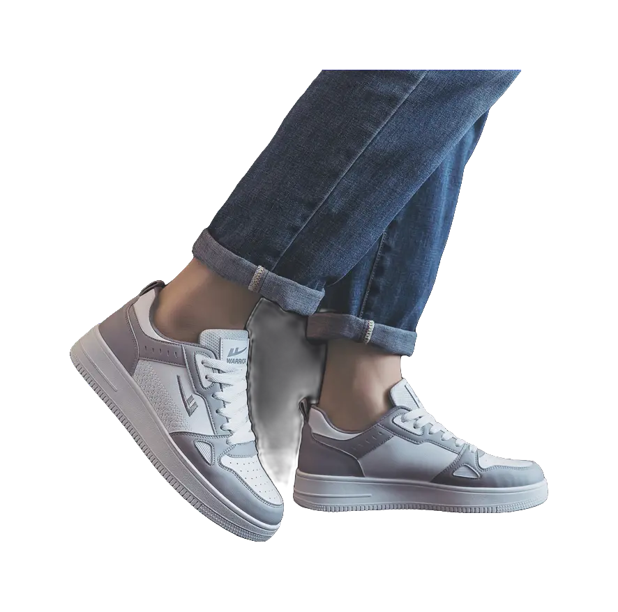 Warrior White Sneakers Abrasion Resistant, Lightweight, And Breathable Low top Skateboard Shoes Unisex White Gray 