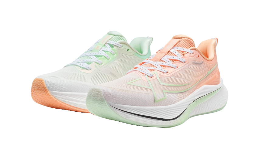 XTEP 2000km 3.0 Running Shoes Women's Low top Classic White/Pink Orange/Light Fruit Green 