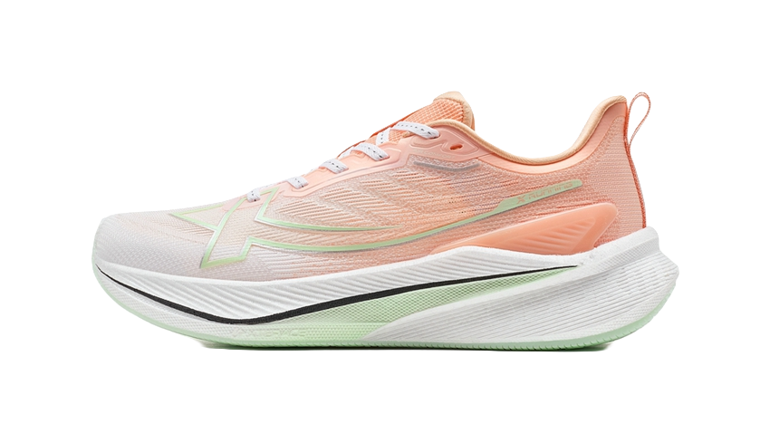 XTEP 2000km 3.0 Running Shoes Women's Low top Classic White/Pink Orange/Light Fruit Green 