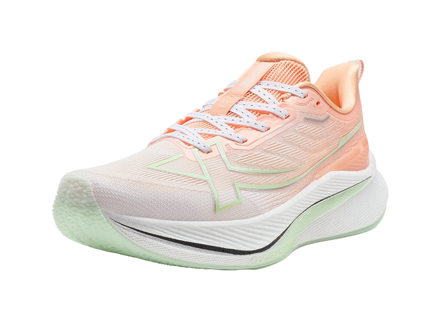 XTEP 2000km 3.0 Running Shoes Women's Low top Classic White/Pink Orange/Light Fruit Green 