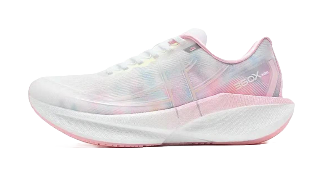 XTEP 360X 2.0 Cushioning And Breathable Low Top Carbon Plate Marathon Training Race Running Shoes Women's White Pink 