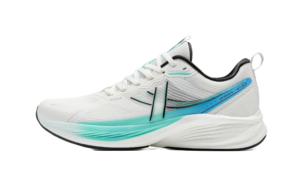 XTEP 5 Speed ET Shock Absorbers Slip Resistant Low top Running Shoes Men's Sail White/Aurora Green 