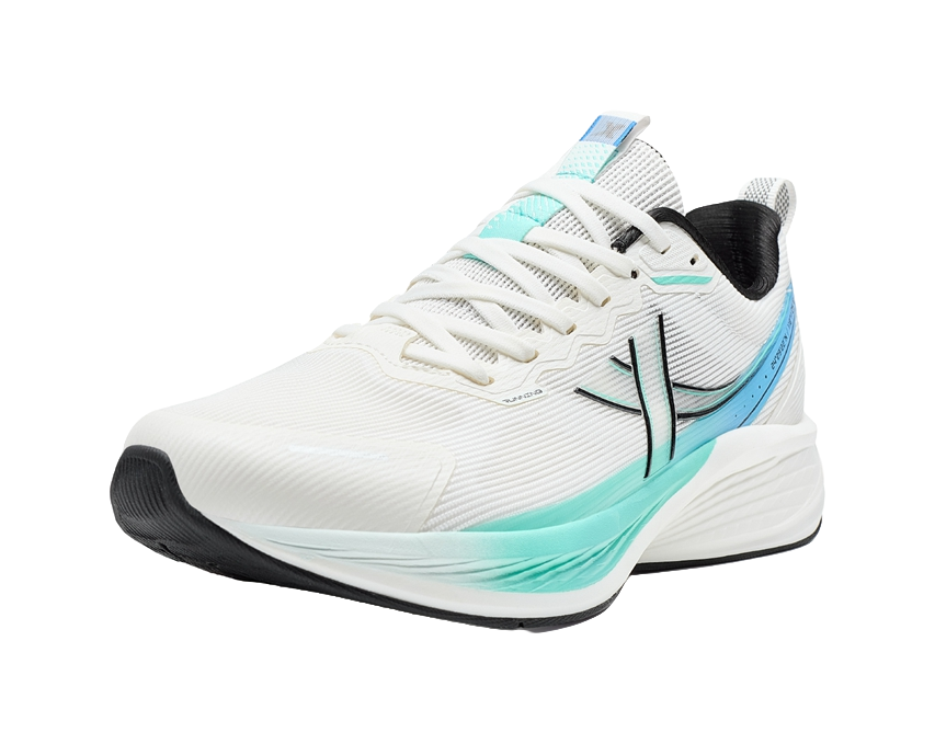 XTEP 5 Speed ET Shock Absorbers Slip Resistant Low top Running Shoes Men's Sail White/Aurora Green 