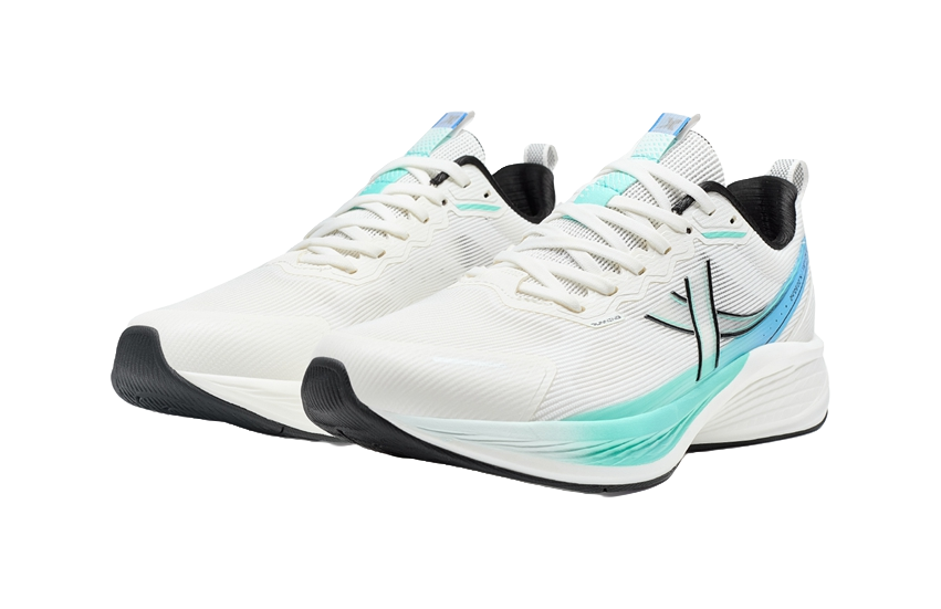 XTEP 5 Speed ET Shock Absorbers Slip Resistant Low top Running Shoes Men's Sail White/Aurora Green 