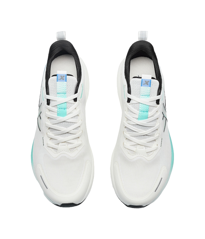 XTEP 5 Speed ET Shock Absorbers Slip Resistant Low top Running Shoes Men's Sail White/Aurora Green 