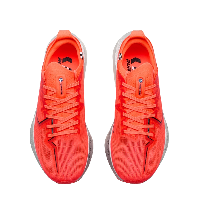 XTEP Abrasion Resistant Support Low Top Carbon Plate Marathon Training Race Running Shoes Men's Super Orange Black 