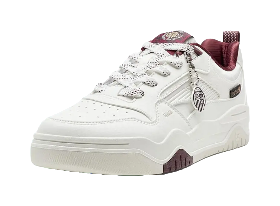 XTEP Air Force 1 Abrasion Resistant Lightweight Slip Resistant Low Top Skateboard Shoes Men's White Red 