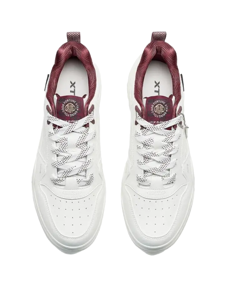 XTEP Air Force 1 Abrasion Resistant Lightweight Slip Resistant Low Top Skateboard Shoes Men's White Red 