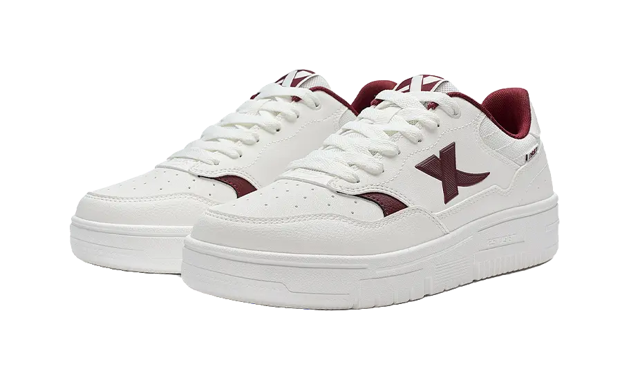 XTEP Air Force 1 Coverage Wear-Resistant Lightweight Low-Top Skateboard Shoes Men's Sail White/Team Red 