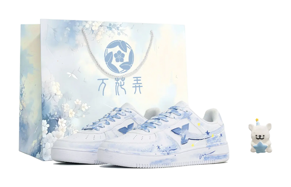 XTEP Air Force One Coverage Abrasion Resistant Low top Skateboard Shoes Unisex White Blue 