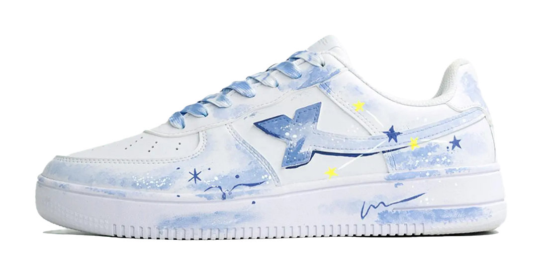 XTEP Air Force One Coverage Abrasion Resistant Low top Skateboard Shoes Unisex White Blue 