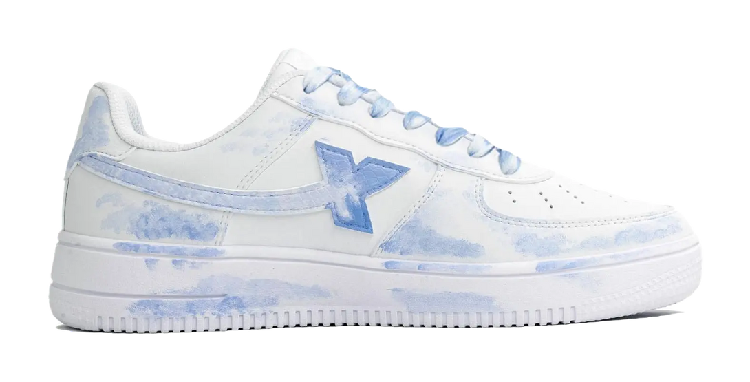 XTEP Air Force One Coverage Abrasion Resistant Low top Skateboard Shoes Unisex White Blue 