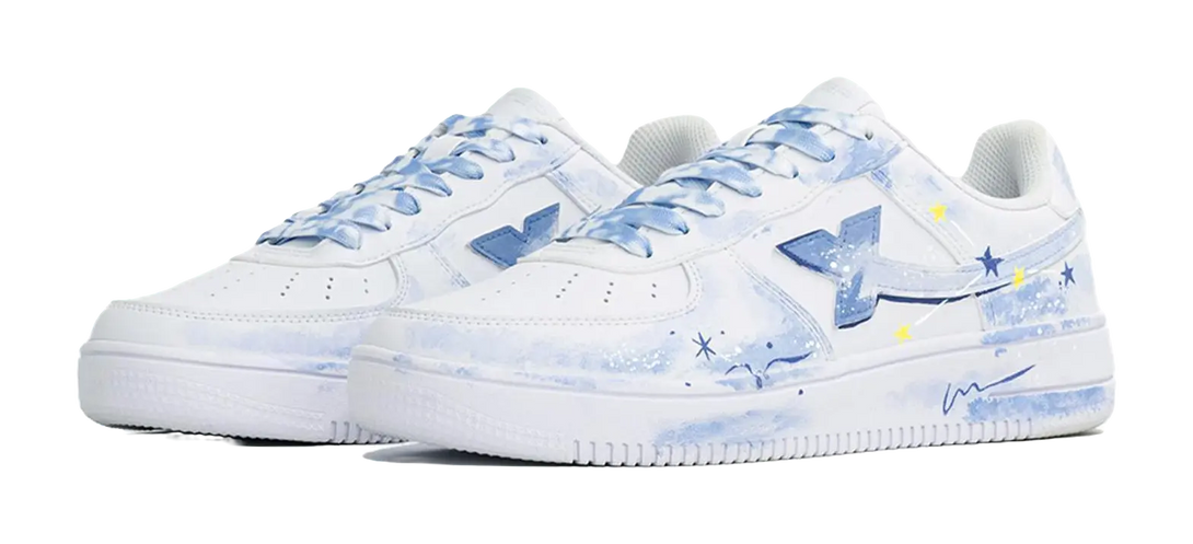 XTEP Air Force One Coverage Abrasion Resistant Low top Skateboard Shoes Unisex White Blue 