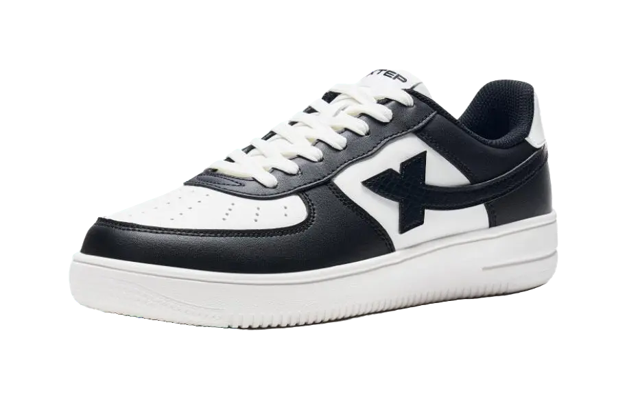 XTEP Air Force One Slip Resistant Abrasion Resistant Low top Skateboard Shoes Men's Black White 