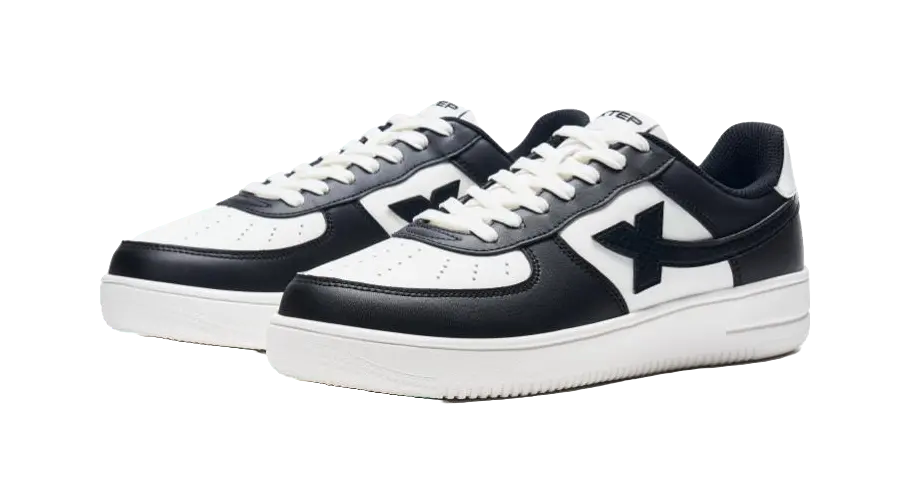 XTEP Air Force One Slip Resistant Abrasion Resistant Low top Skateboard Shoes Men's Black White 