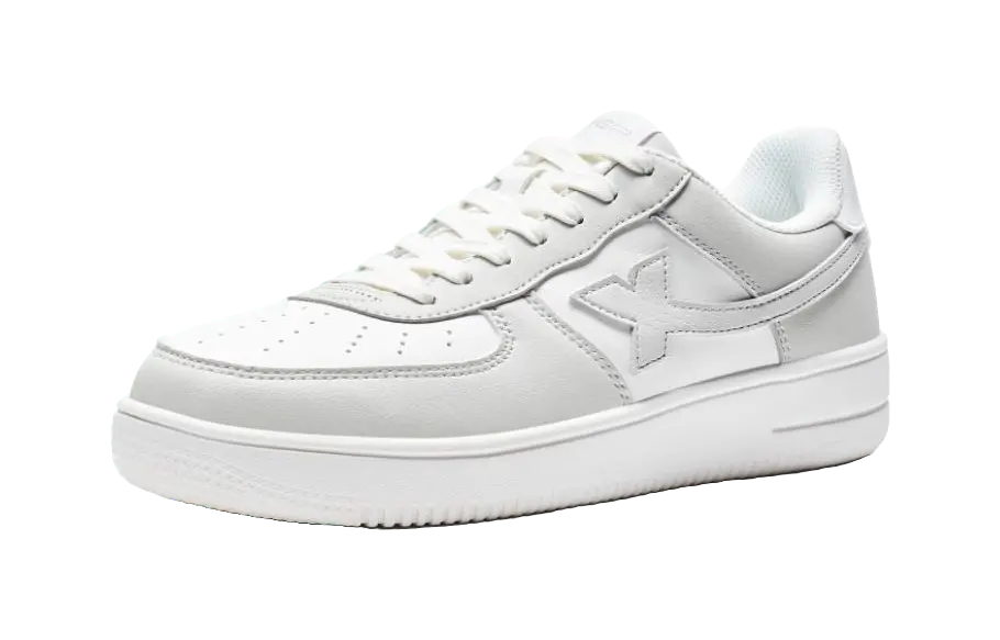 XTEP Air Force One Slip Resistant Abrasion Resistant Low top Skateboard Shoes Men's Gray White 