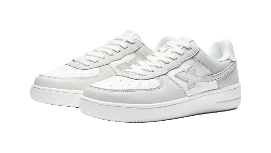 XTEP Air Force One Slip Resistant Abrasion Resistant Low top Skateboard Shoes Men's Gray White 