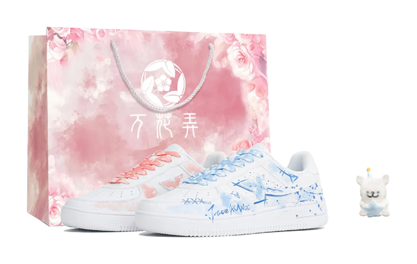 XTEP Air Force One Wear resistant And Lightweight Low top Skateboard Shoes Unisex Pink Blue Mismatched 