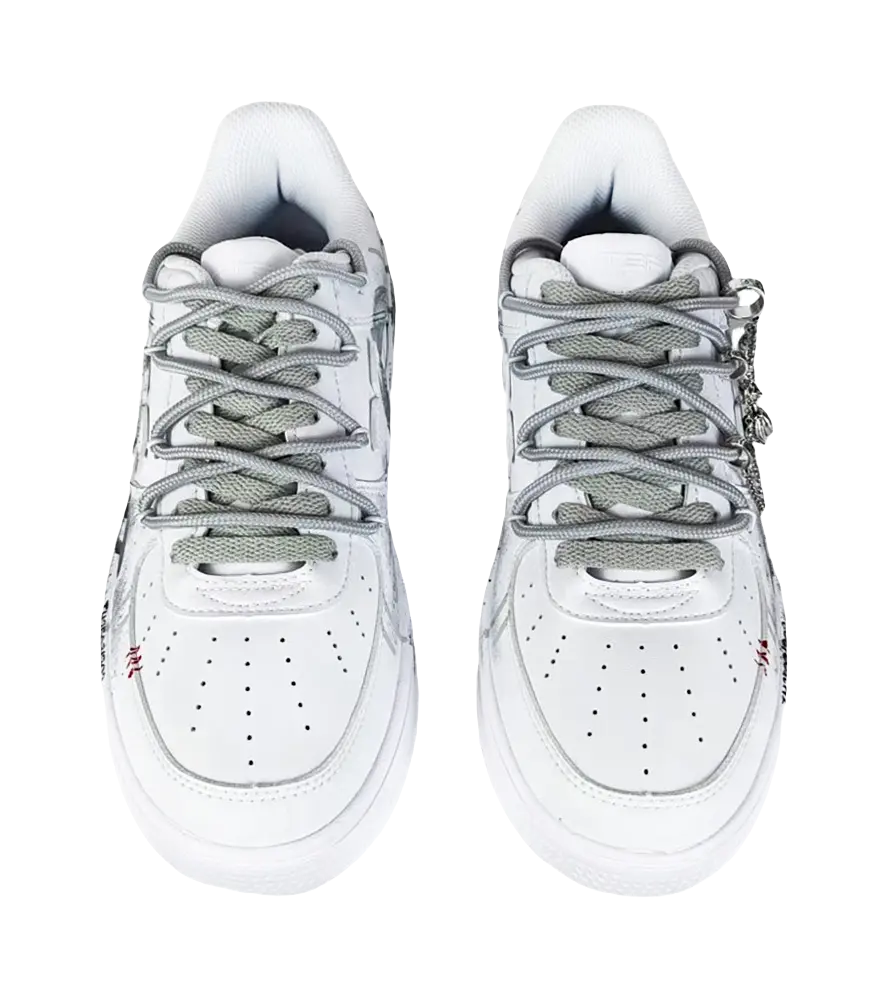 XTEP Air Force One Wear resistant And Lightweight Low top Skateboard Shoes Unisex White Cyan 