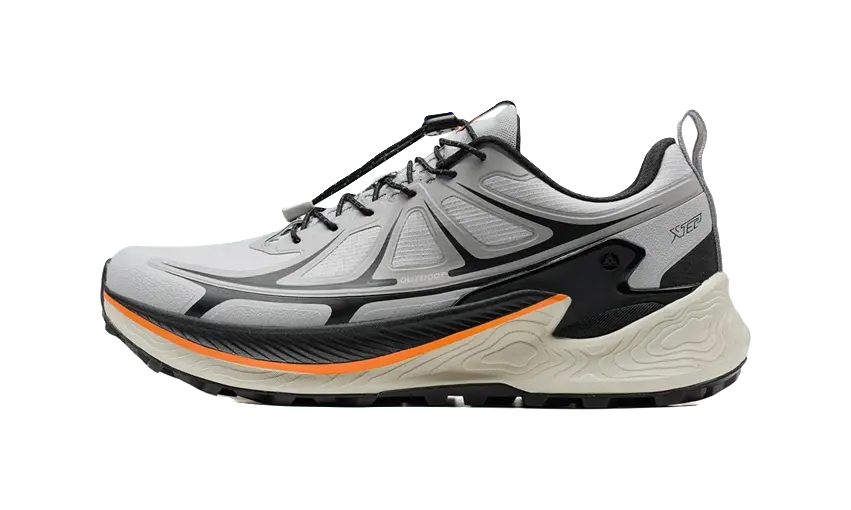 XTEP Chasing Mountains PRO Abrasion Resistant Slip Resistant Low Top Trail Running Shoes Mens Ash Gray/Black 