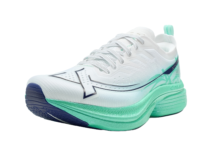 XTEP Cushioning Anti-Slip Wear-Resistant Coverage Support Rebound Low-Top Training Running Shoes Men's White Green Blue 
