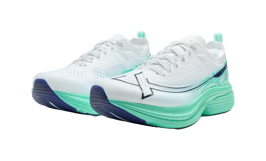 XTEP Cushioning Anti-Slip Wear-Resistant Coverage Support Rebound Low-Top Training Running Shoes Men's White Green Blue 