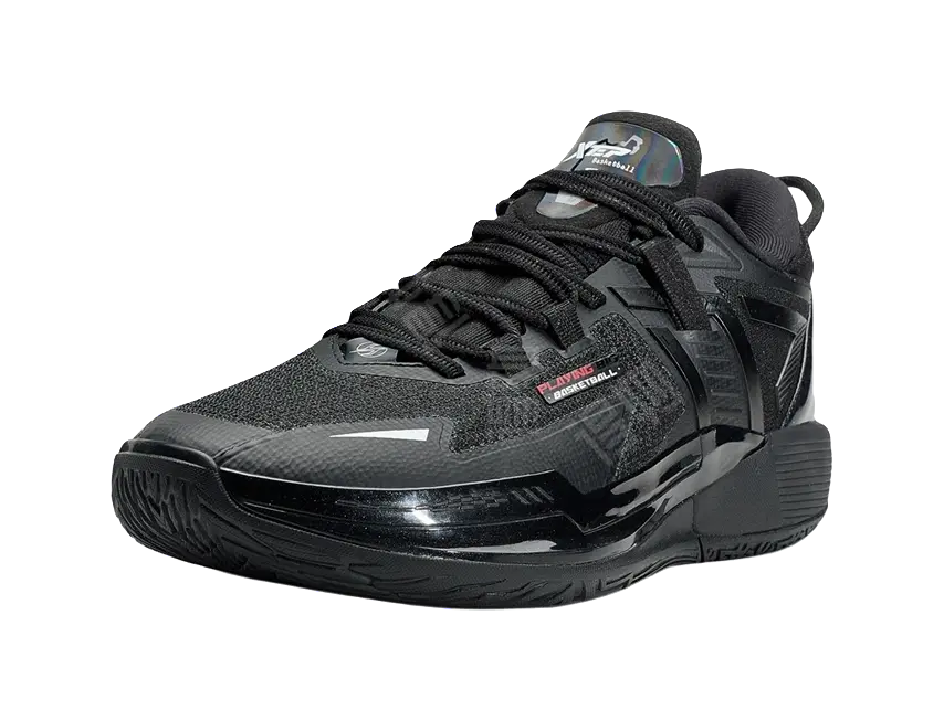 XTEP Cushioning, Slip Resistant, And Abrasion Resistant Low Top Basketball Shoes Mens Black Sun Red 