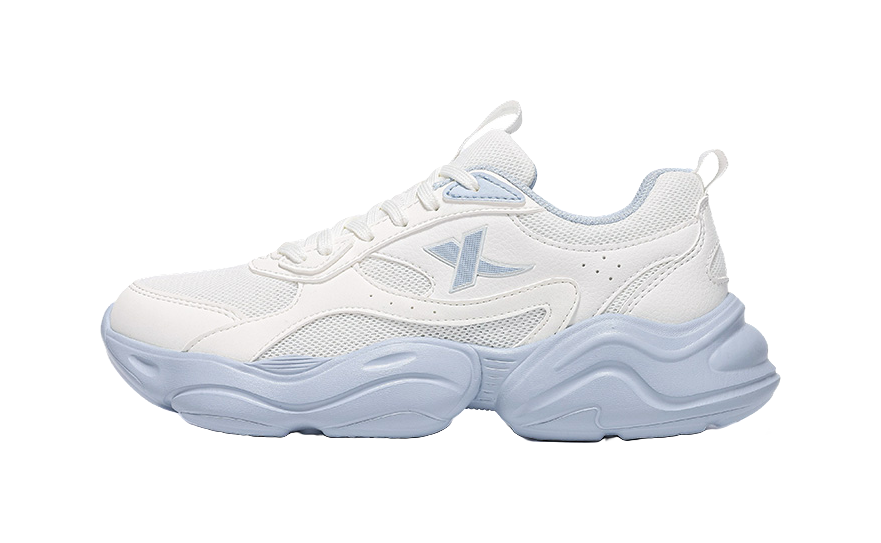 XTEP Cushioning, Wear Resistant Low Top Casual Running Shoes Women's Sail White Dusty Blue 